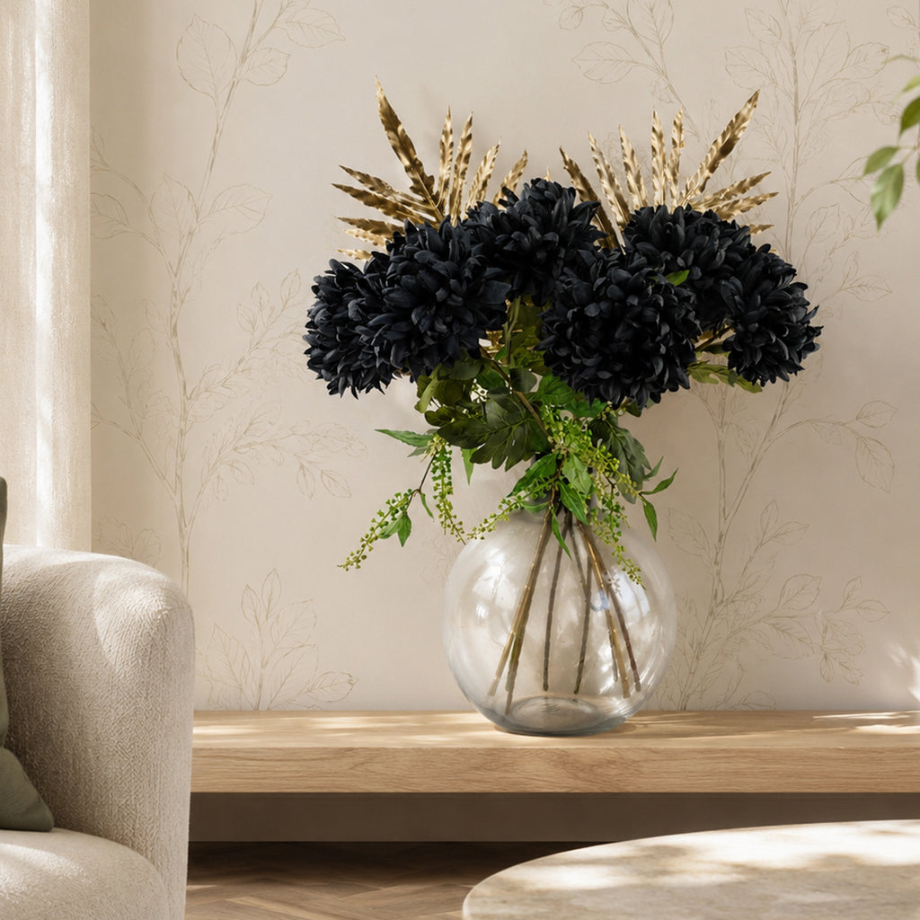 95cm Black Chrysanthemum Bundle Glass Ball Vase - Premium Quality (image 3 of 7)