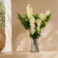 60cm Artificial Berry Delphinium Cream Flower Mix Glass Vase - Premium Quality