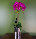 52cm Artificial Orchid Large Dark Pink and Silver