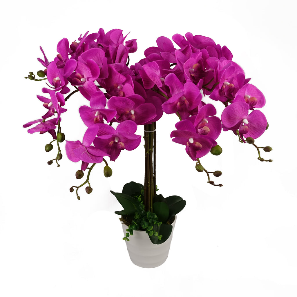 85cm Artificial Deluxe Bush Orchid Dark Pink