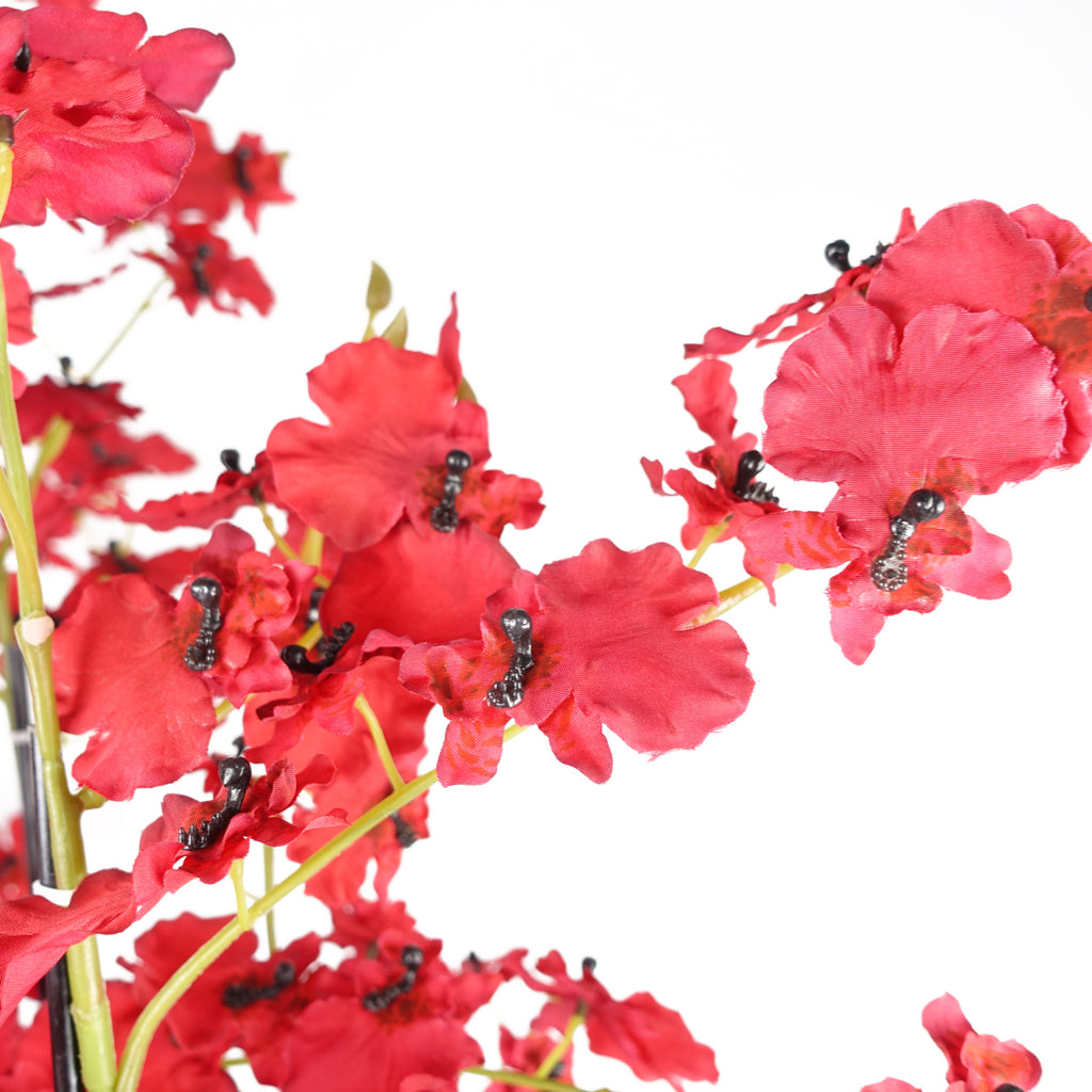 90cm Oncidium Artificial Orchid Red in Stoneware Planter