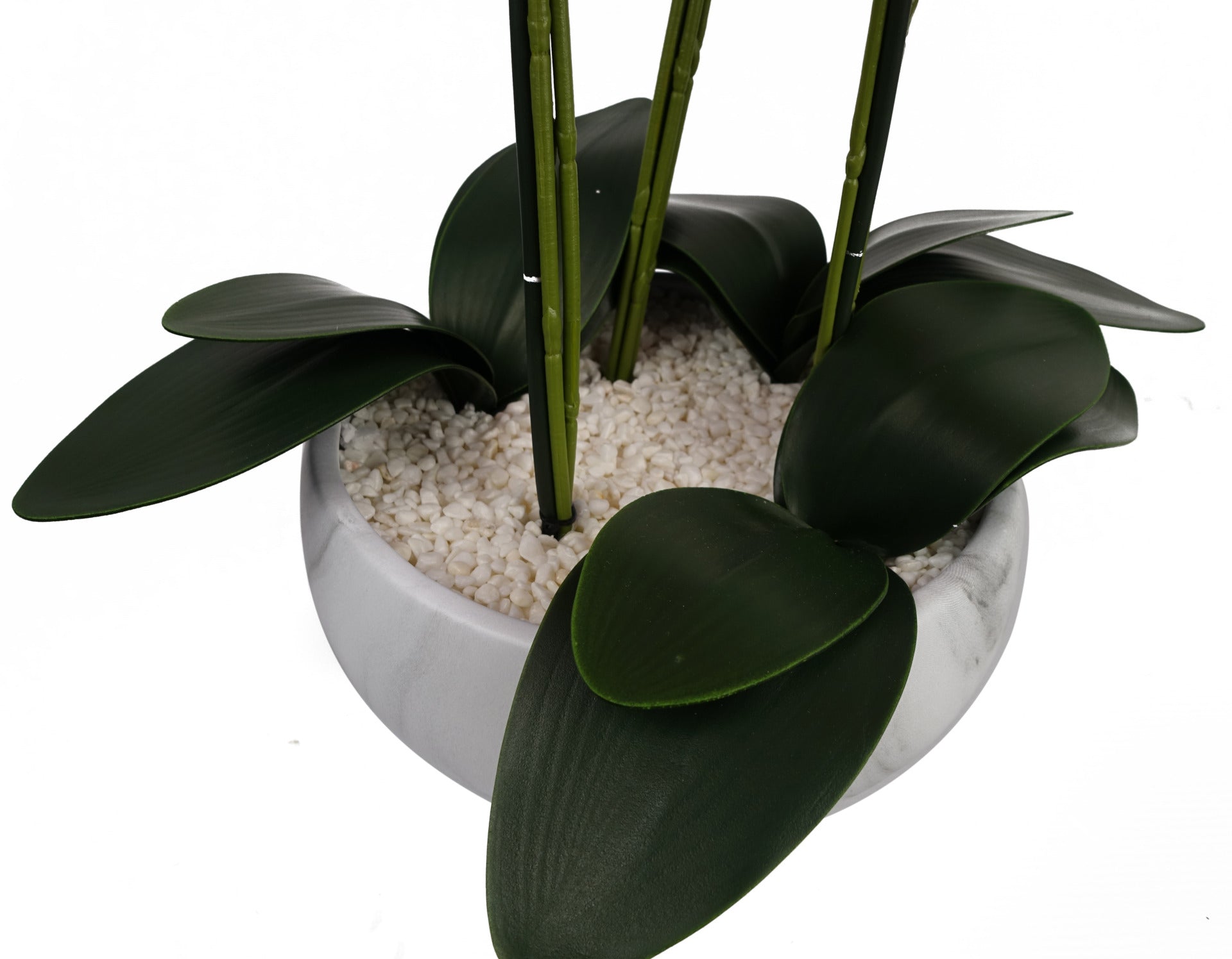 60cm Orchid Artificial White Marble Effect Ceramic Planter