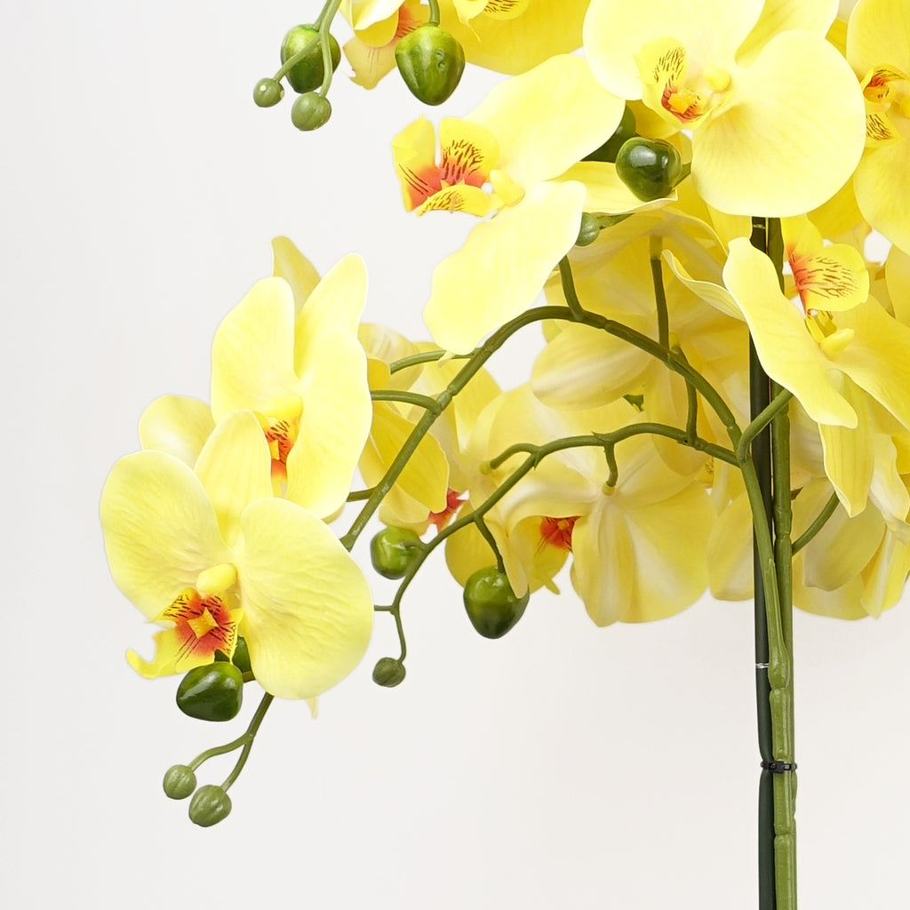 60cm Orchid Artificial Yellow Black Ceramic Planter