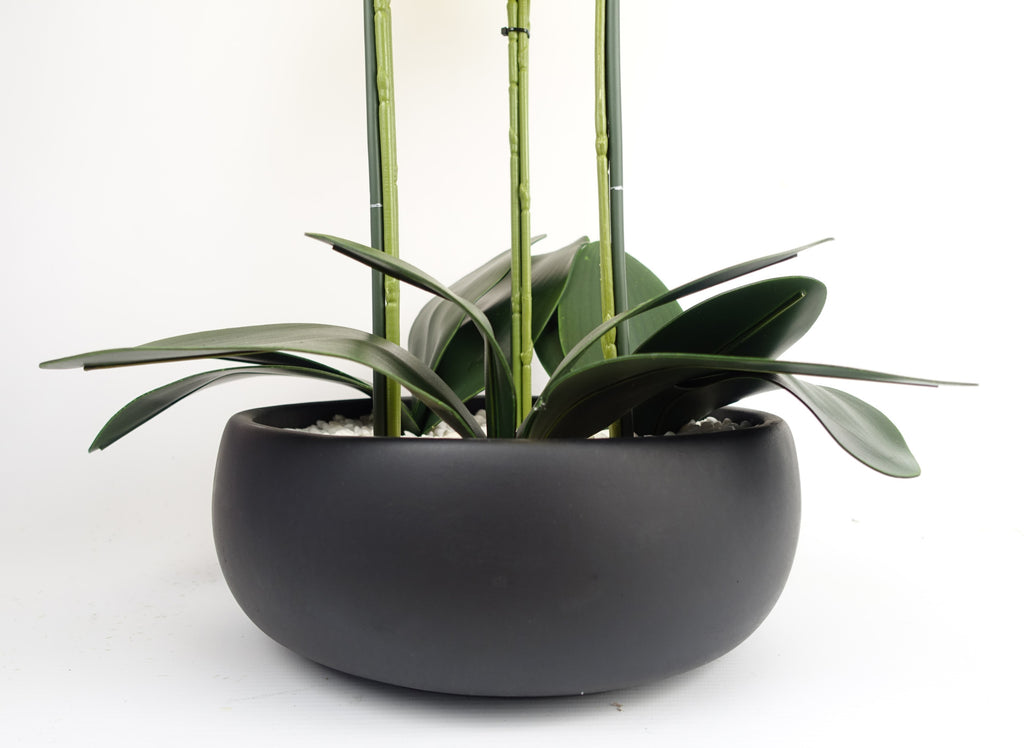 60cm Orchid Artificial Yellow Black Ceramic Planter