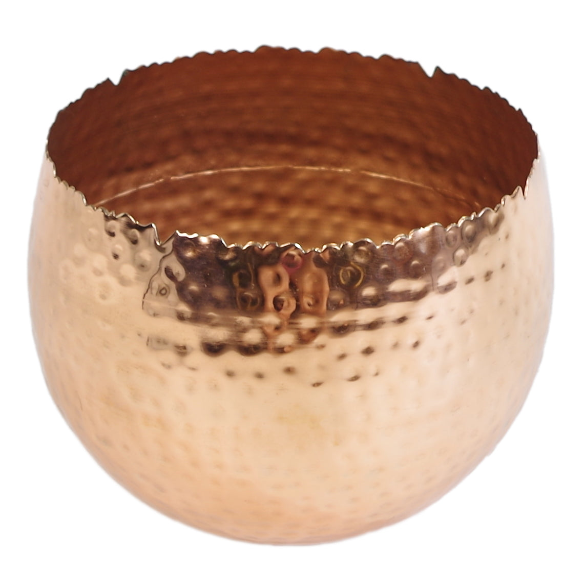 Leaf Large Metal Planter 22 x 17cm Hammered Copper Plated Curvy Edge