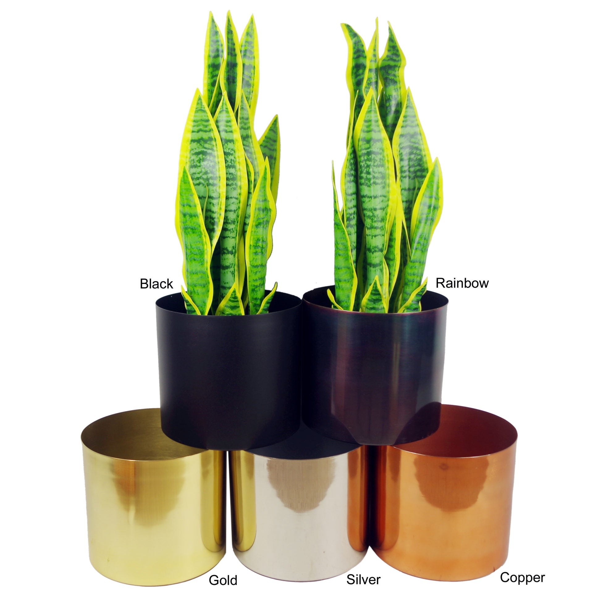 Leaf Metal Planter Plant Pot Iridescent Rainbow Finish 20 x 18cm