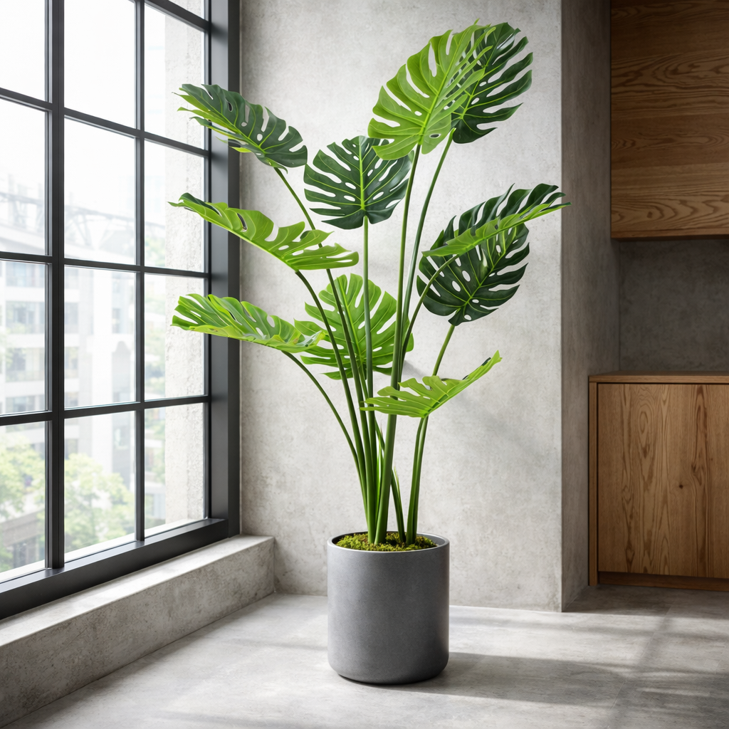 120cm (4ft) Luxury Monstera Plant Black Pot