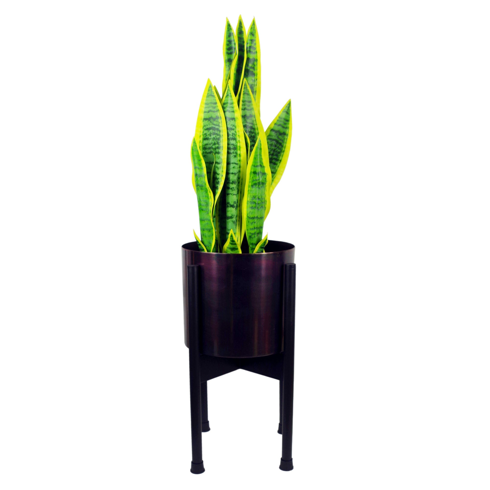 Medium Gold Stand with Iridescent Rainbow Metal Planter 38.5cm x 18cm