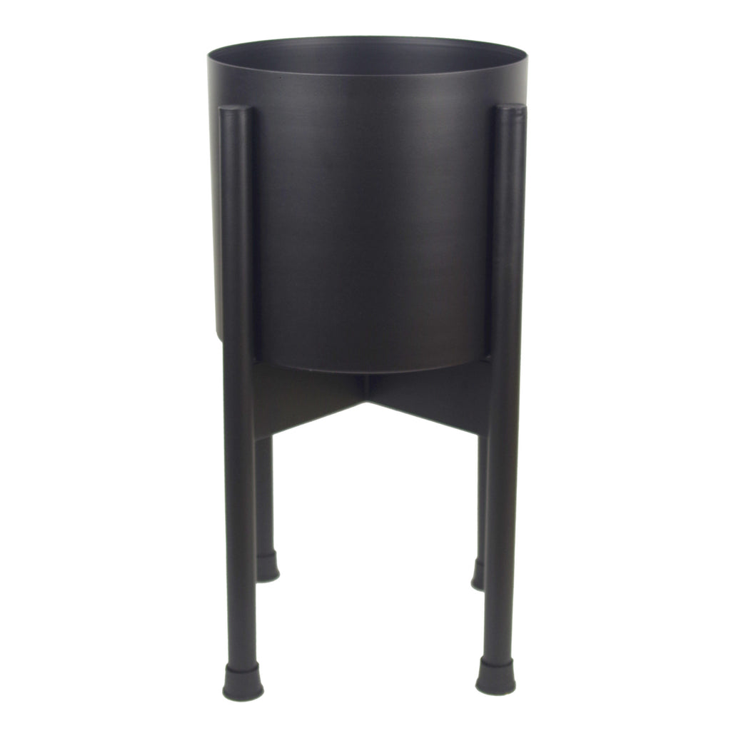 Leaf Metal Planter Plant Pot Black 20 x 18cm