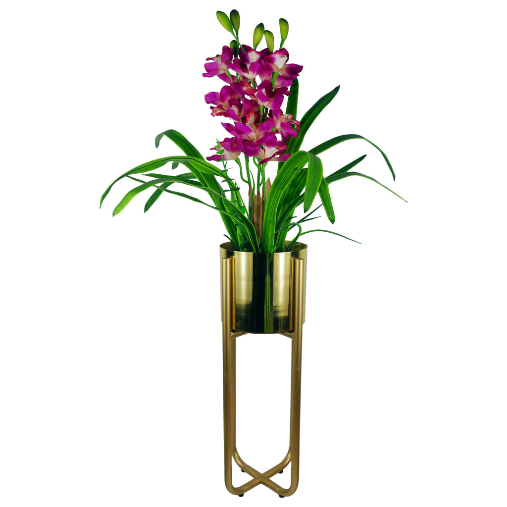 Leaf Metal Planter Plant Pot with Polished Gold Finish 20 x 18cm