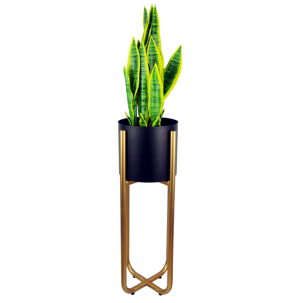 Tall Gold Stand with Iridescent Rainbow Metal Planter 62cm x 18cm