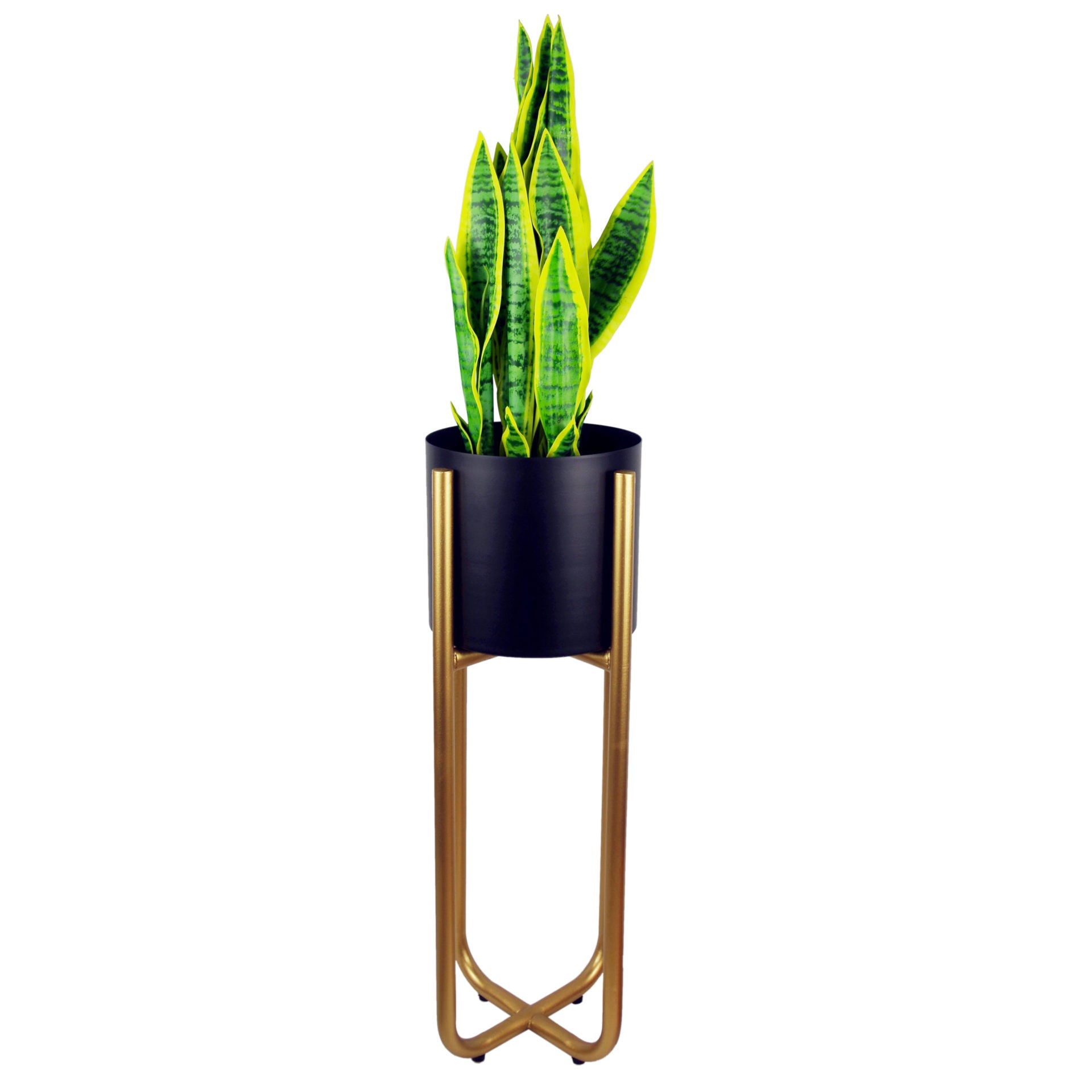 Tall Gold Stand with Iridescent Rainbow Metal Planter 62cm x 18cm