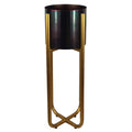 Tall Gold Stand with Black Metal Planter 62cm x 18cm