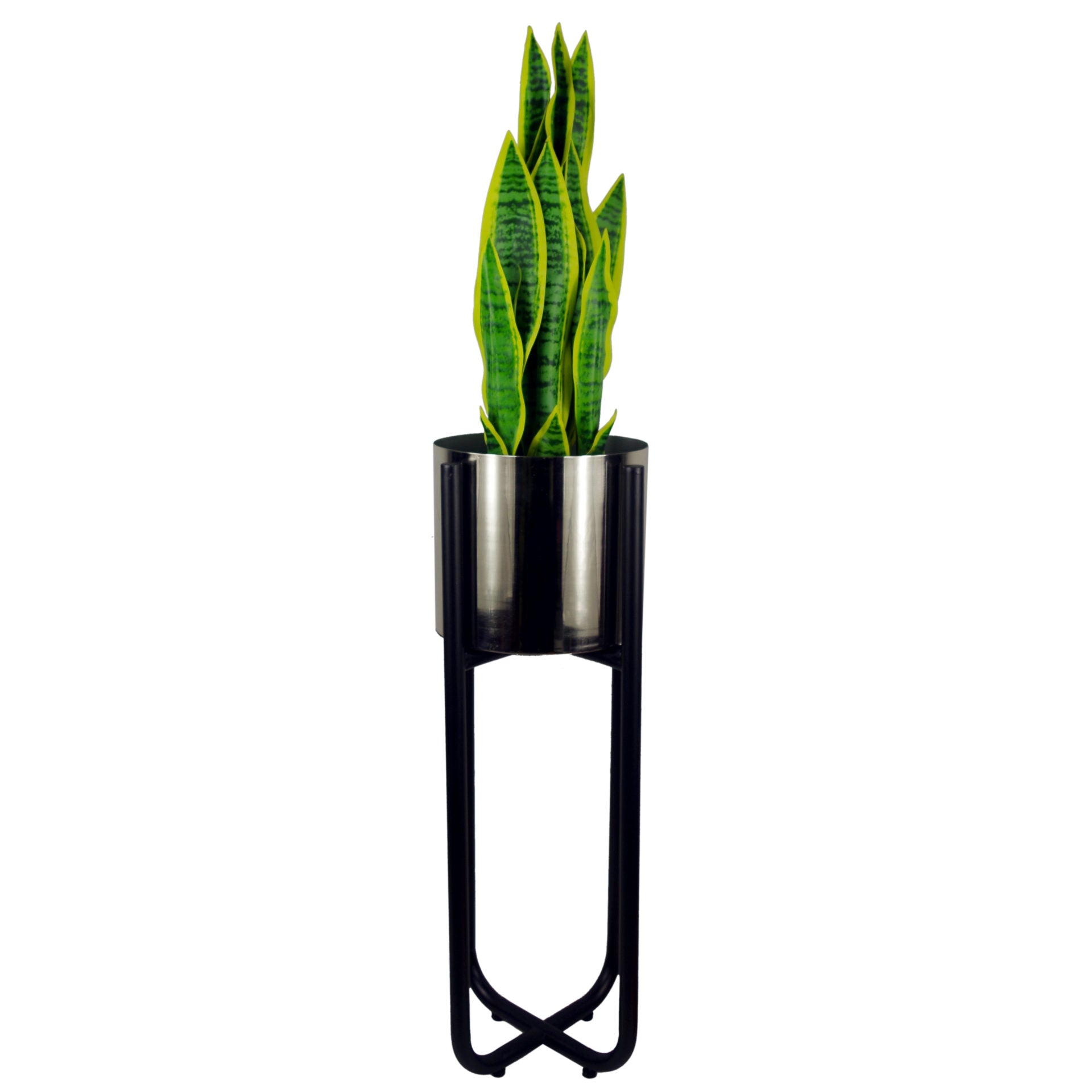 Tall Gold Stand with Black Metal Planter 62cm x 18cm