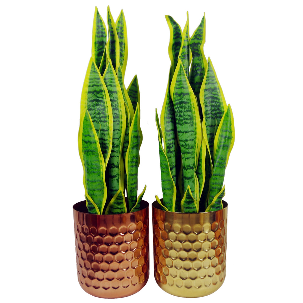 Honeycomb Metal Planter Gold 18cm x 15.5cm