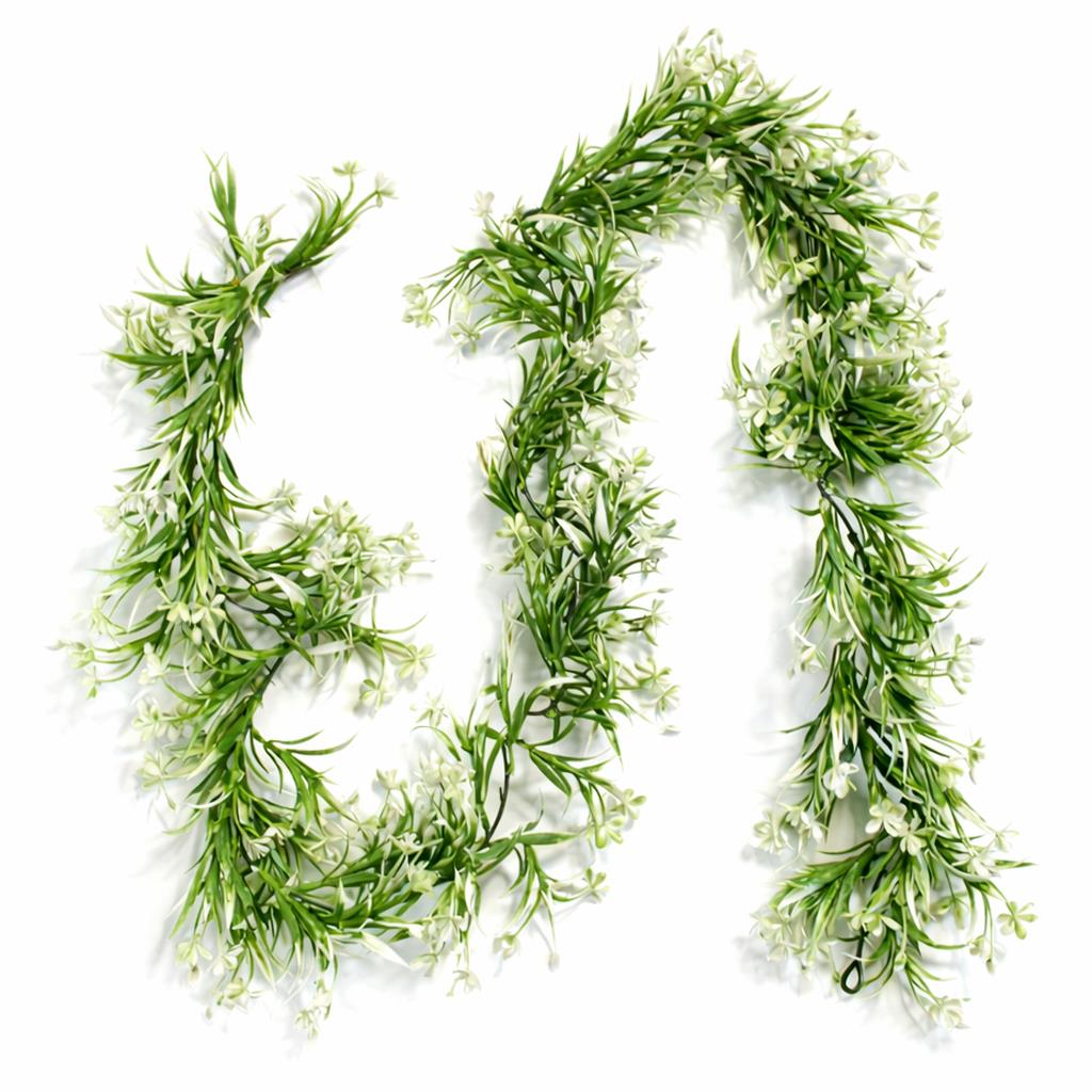 170cm Artificial White Flowering Greenery Garland Hanging Decoration - Premium Quality