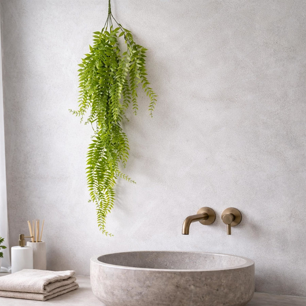 100cm Artificial Trailing Green Botanik Hanging Fern Plant with Wired Top Stems - Premium Quality