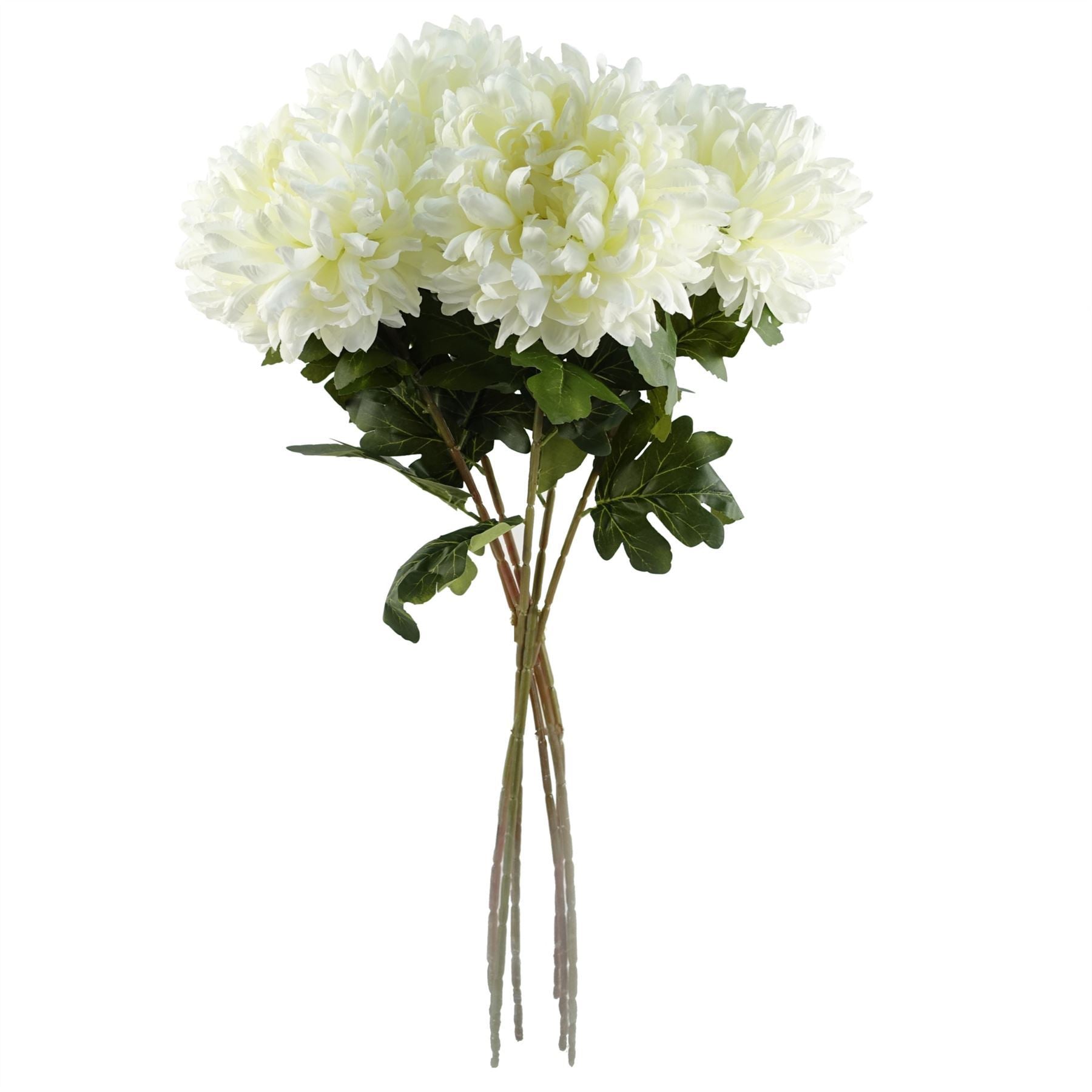 Artificial Pack of 6 x 75cm Extra Large Reflex Chrysanthemum - White - Premium Quality
