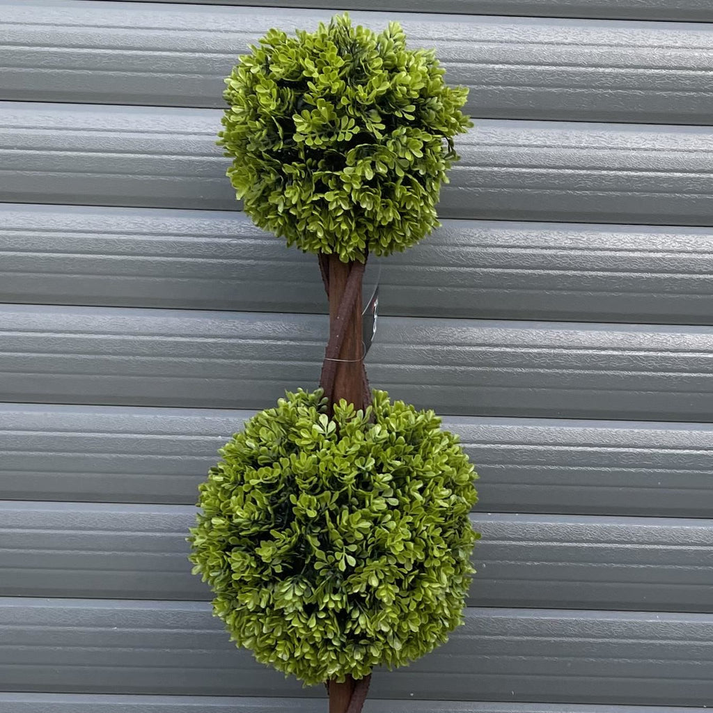 90cm Artificial Green Double Ball Topiary Tree - Premium Quality