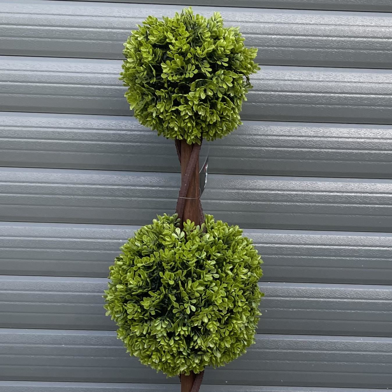 90cm Artificial Green Double Ball Topiary Tree - Premium Quality