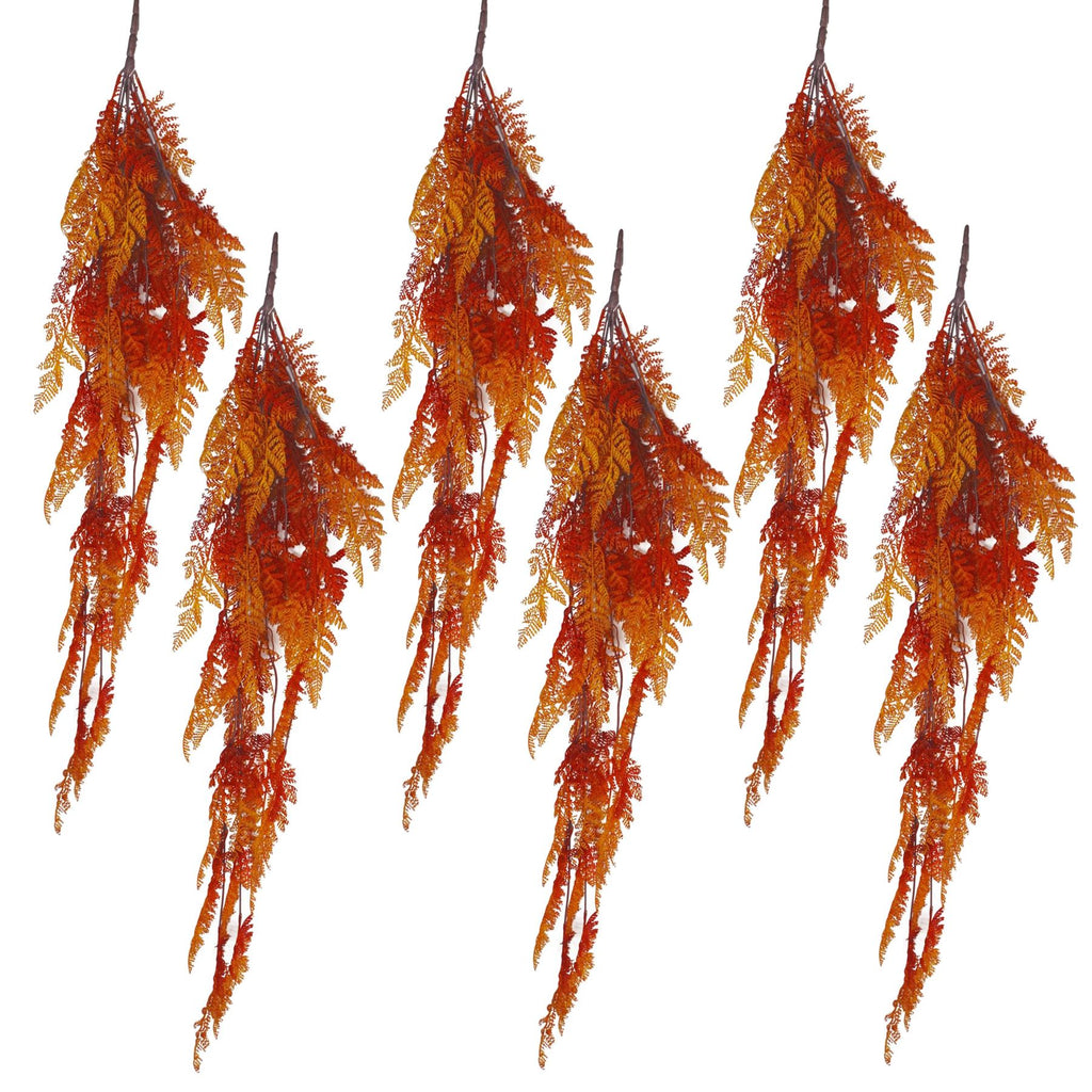 100cm Artificial Hanging Maidenhair Fern Plant Autumn Orange
