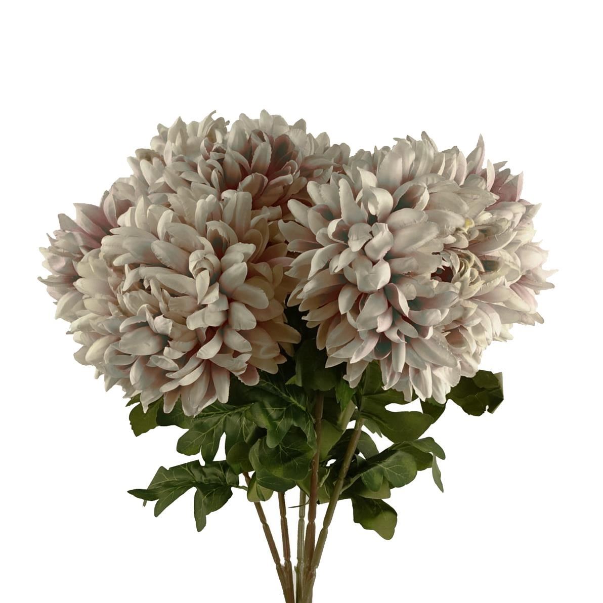 Artificial Pack of 6 x 75cm Extra Large Reflex Chrysanthemum - Mushroom - Premium Quality