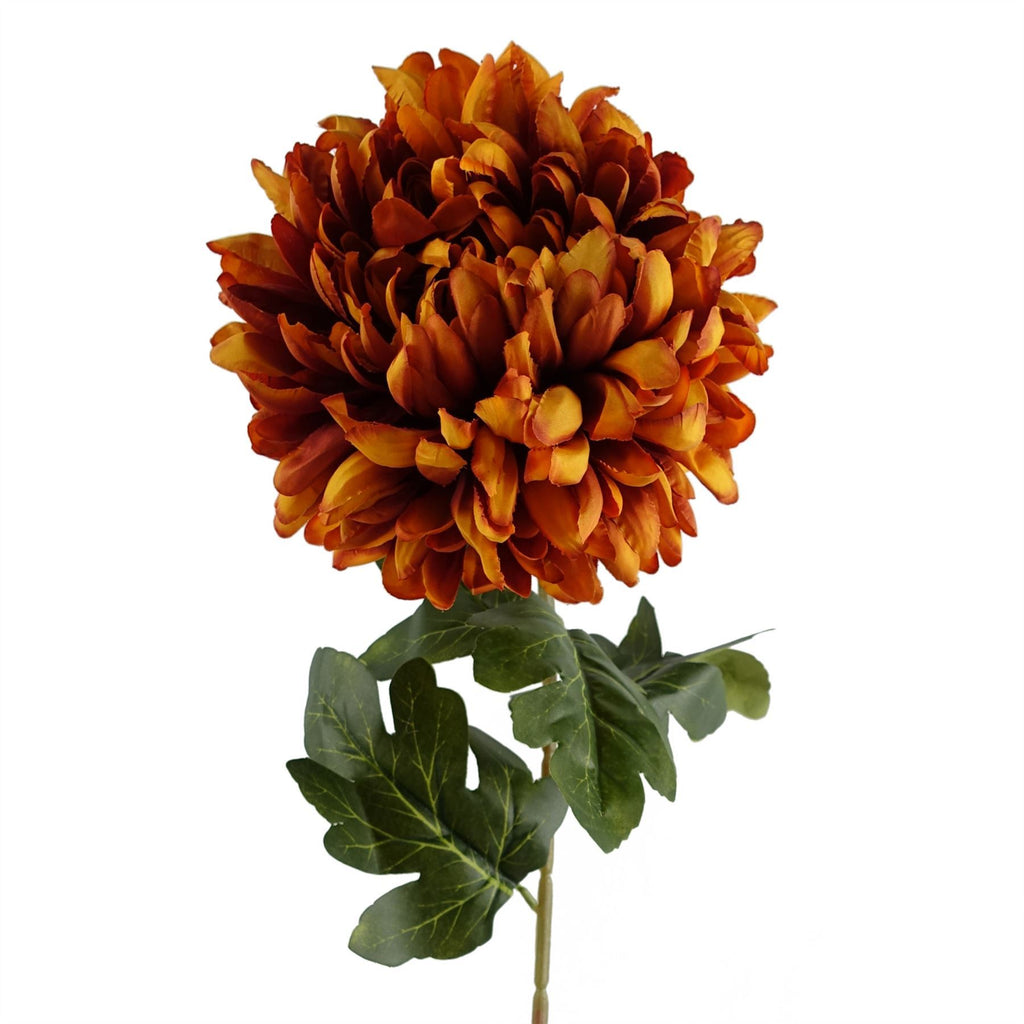 Artificial Pack of 6 x 75cm Extra Large Reflex Chrysanthemum - Orange - Premium Quality