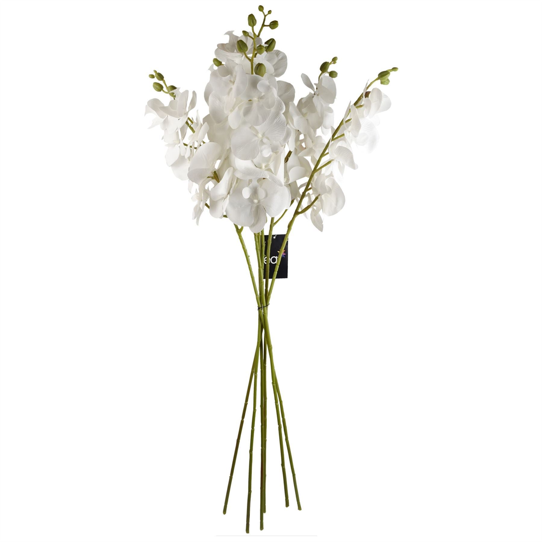 Pack of 6 x 100cm Artificial Phalaenopsis Orchid White Stem - Premium Quality