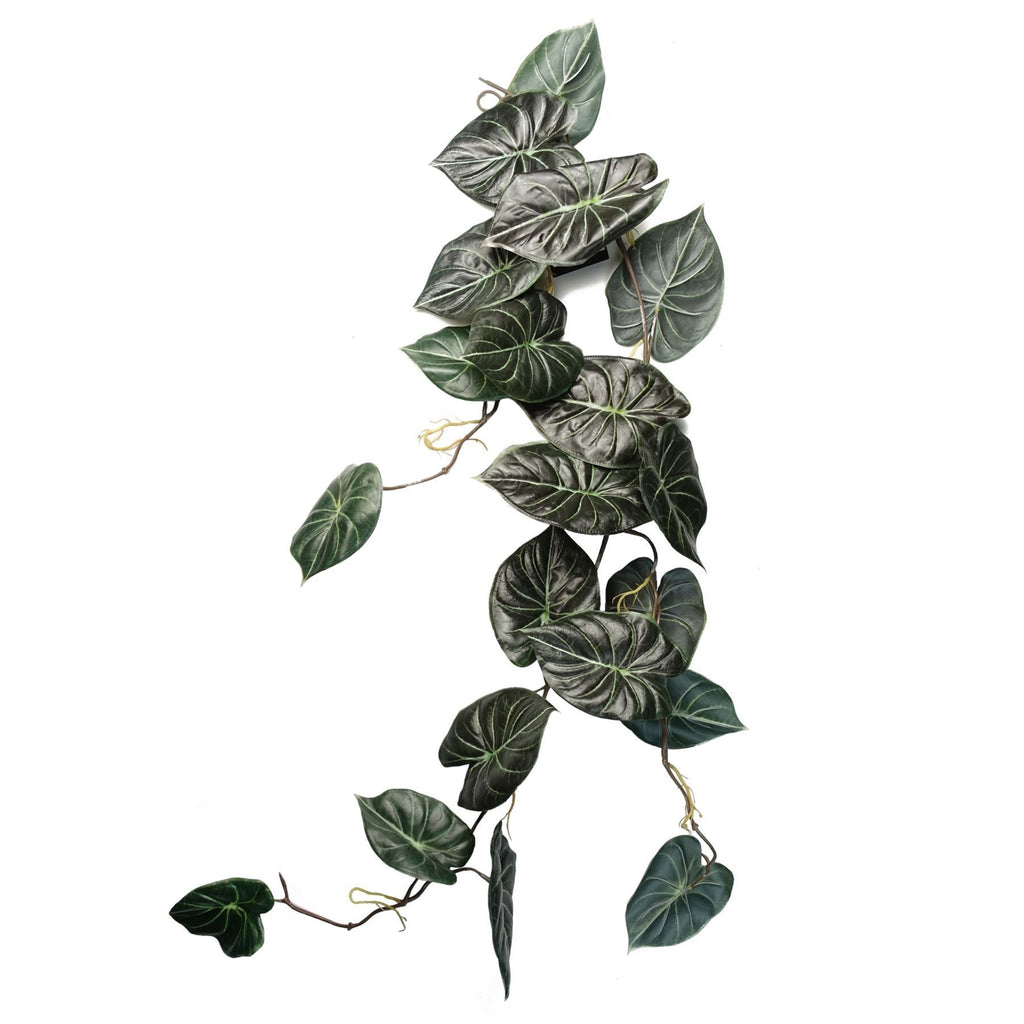 6 x 120cm Artificial Hanging Trailing Plant Alocasia Dragon Scale Dark - Premium Quality
