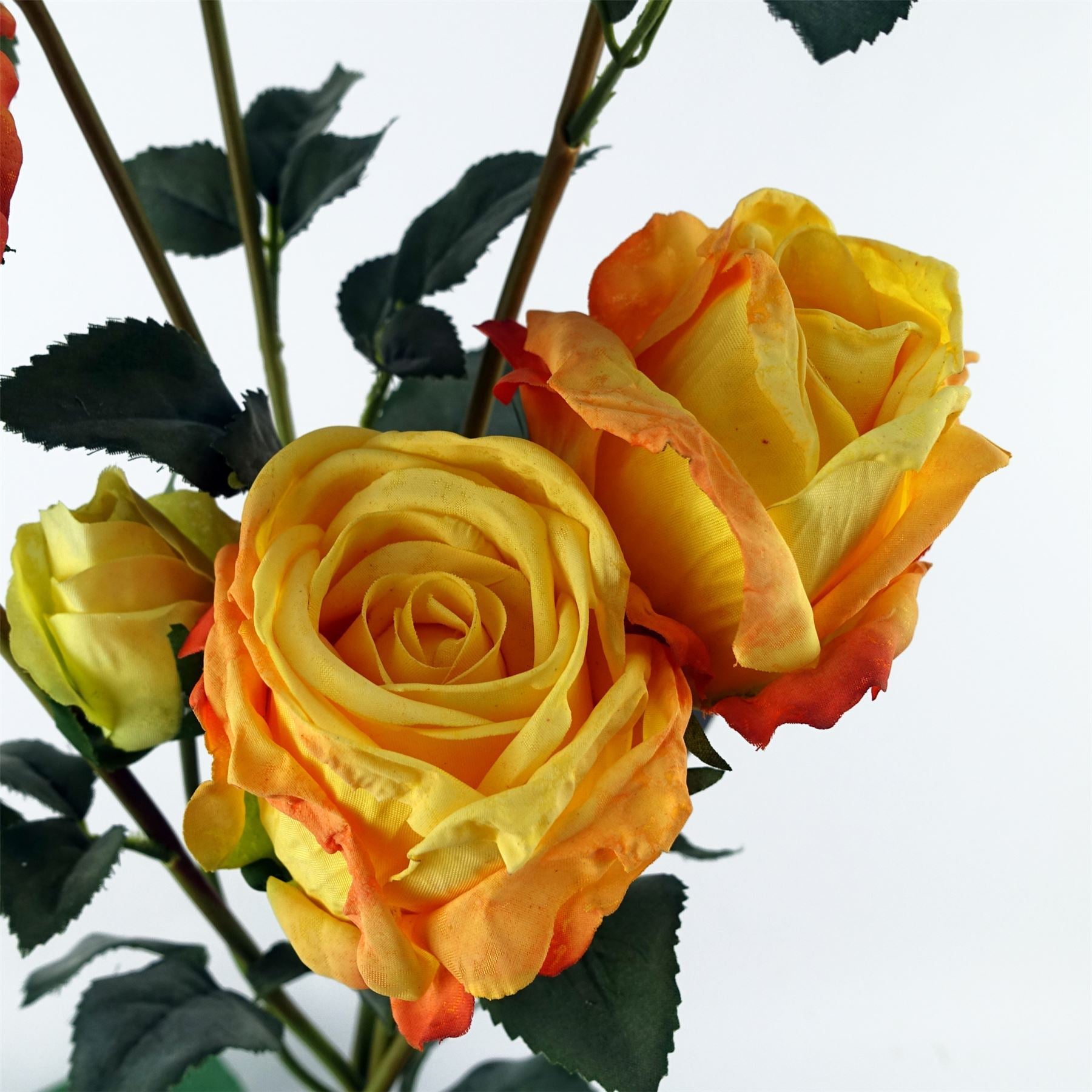 6 x 60cm Yellow Rose Artificial Flower Sprays - 24 Flowers 18 Buds - Premium Quality