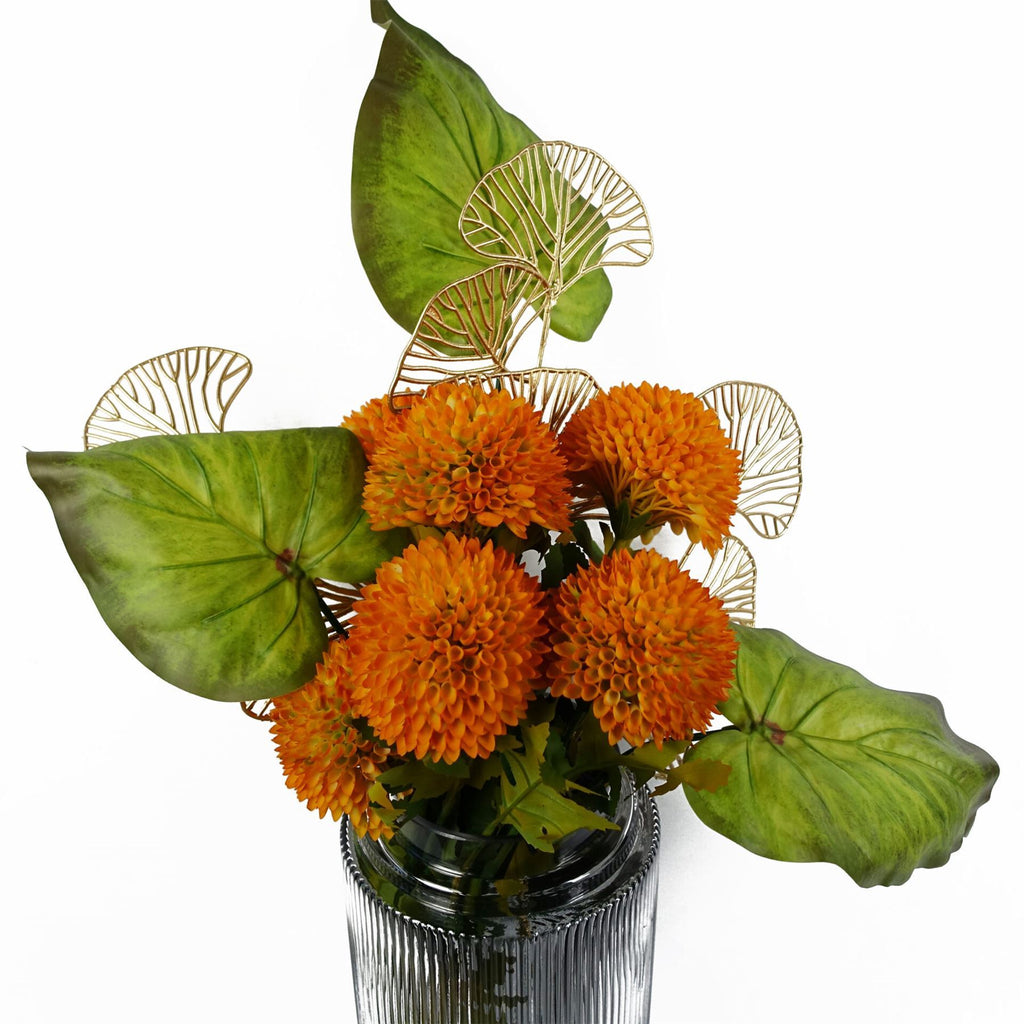 Artificial Pack of 6 x 65cm Golden Leaves Flower Arrangement Decoration - Premium Quality