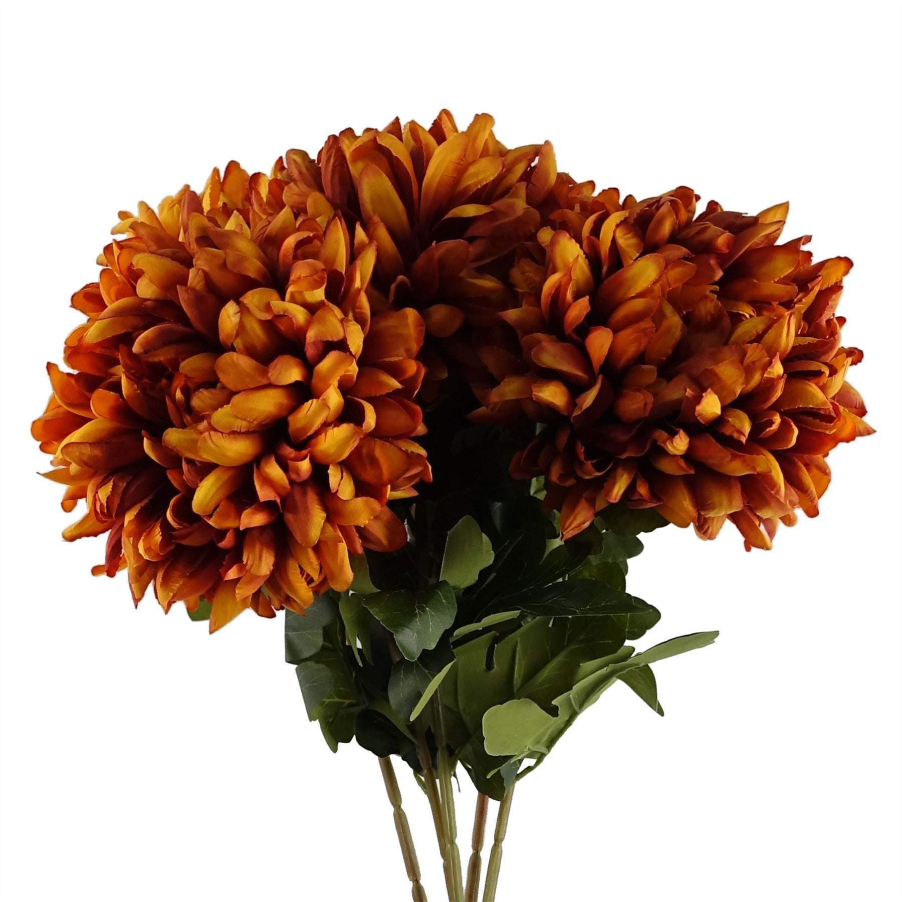Artificial Pack of 6 x 75cm Extra Large Reflex Chrysanthemum - Orange - Premium Quality