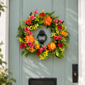 Bright Spring Faux Flower Door Wreath, 50cm with Marigolds