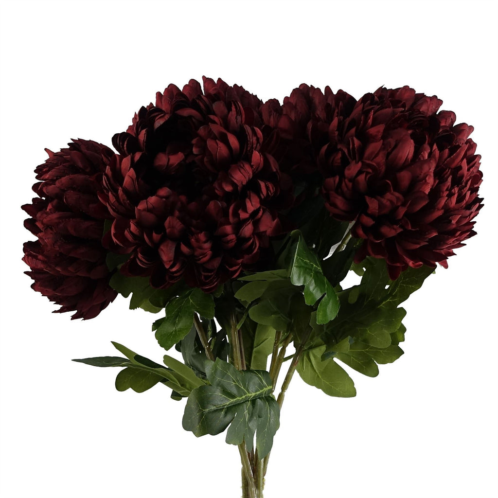 Artificial Pack of 6 x 75cm Extra Large Reflex Chrysanthemum - Red - Premium Quality