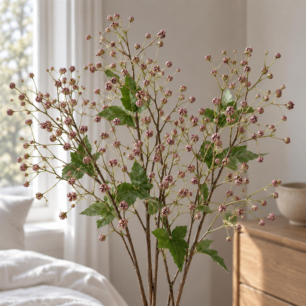 Faux Daphne Berry Sprays, 86cm Branching Stems - Set of 6