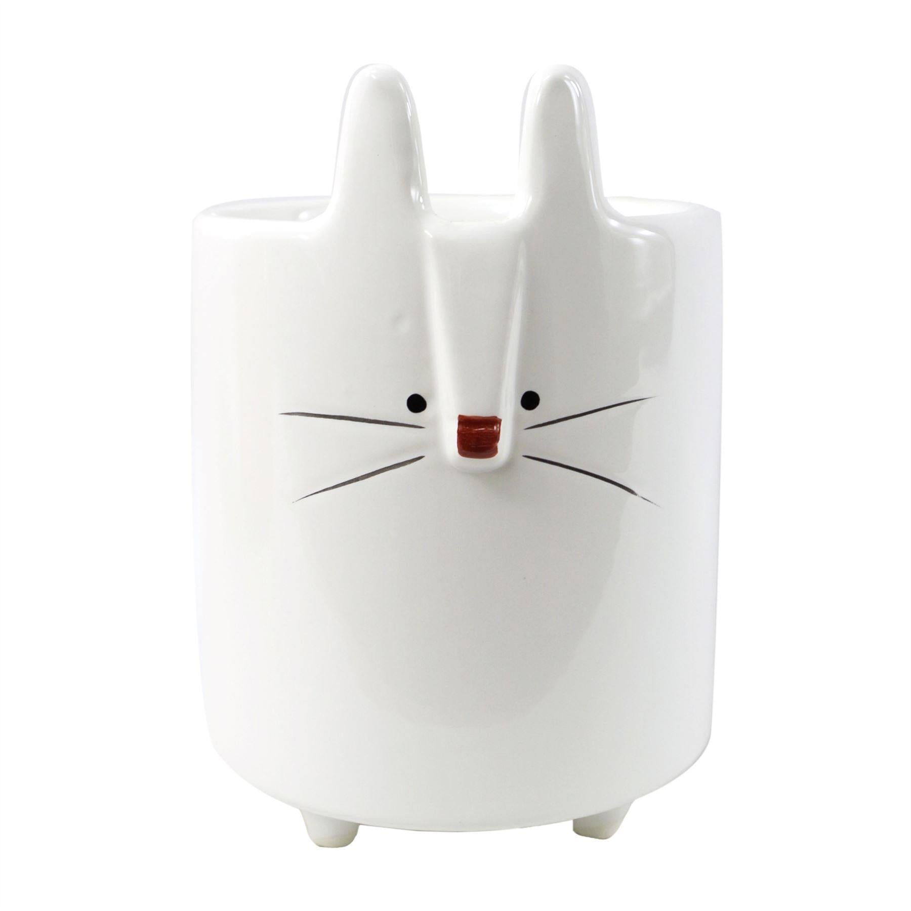 15cm Ceramic White Rabbit Pen Mini Plant Pot