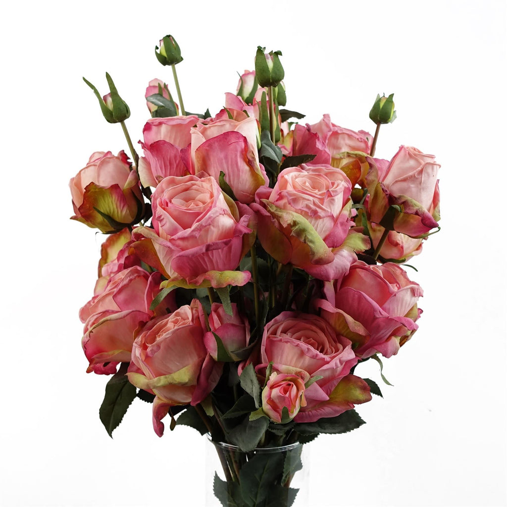 6 x 60cm Pink Rose Artificial Flower Sprays - 24 Flowers 18 Buds - Premium Quality