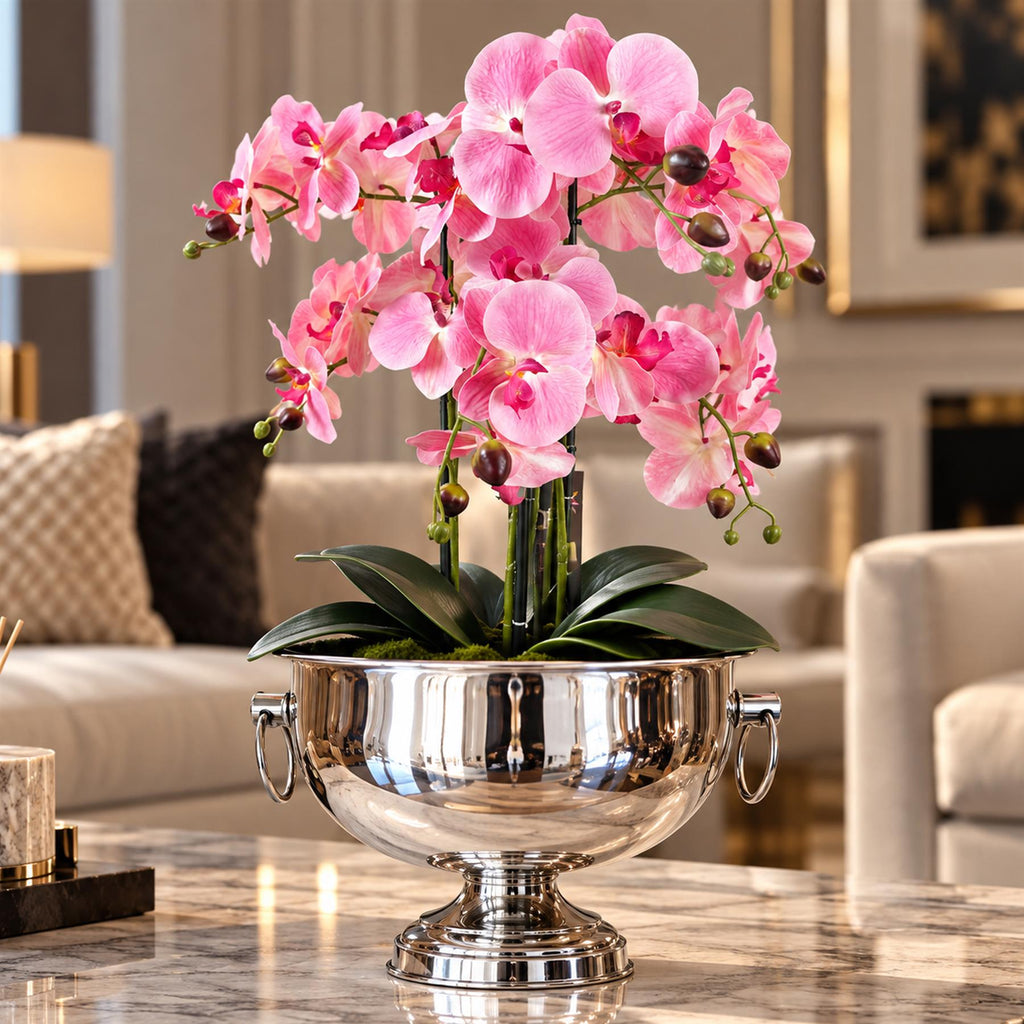 21cm Large Silver Champagne Bowl Metal Planter - Premium Quality