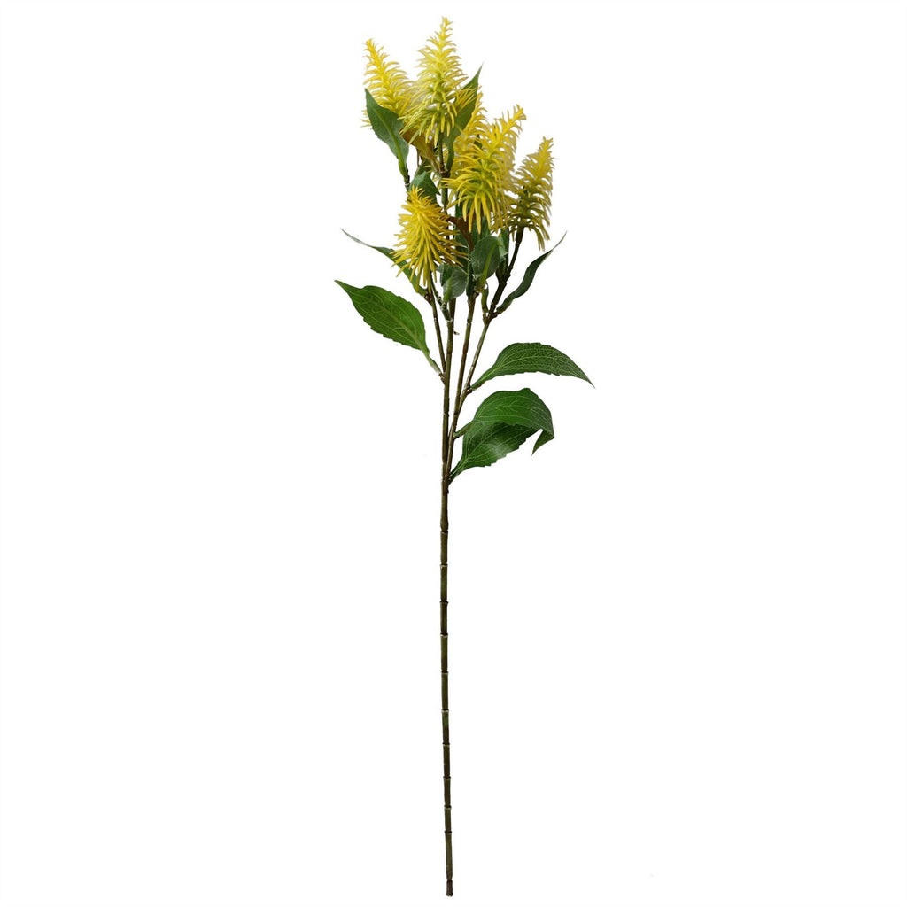 Artificial Pack of 6 x 55cm Callistemon Pallidus Yellow Bottle Brush Stem - Premium Quality