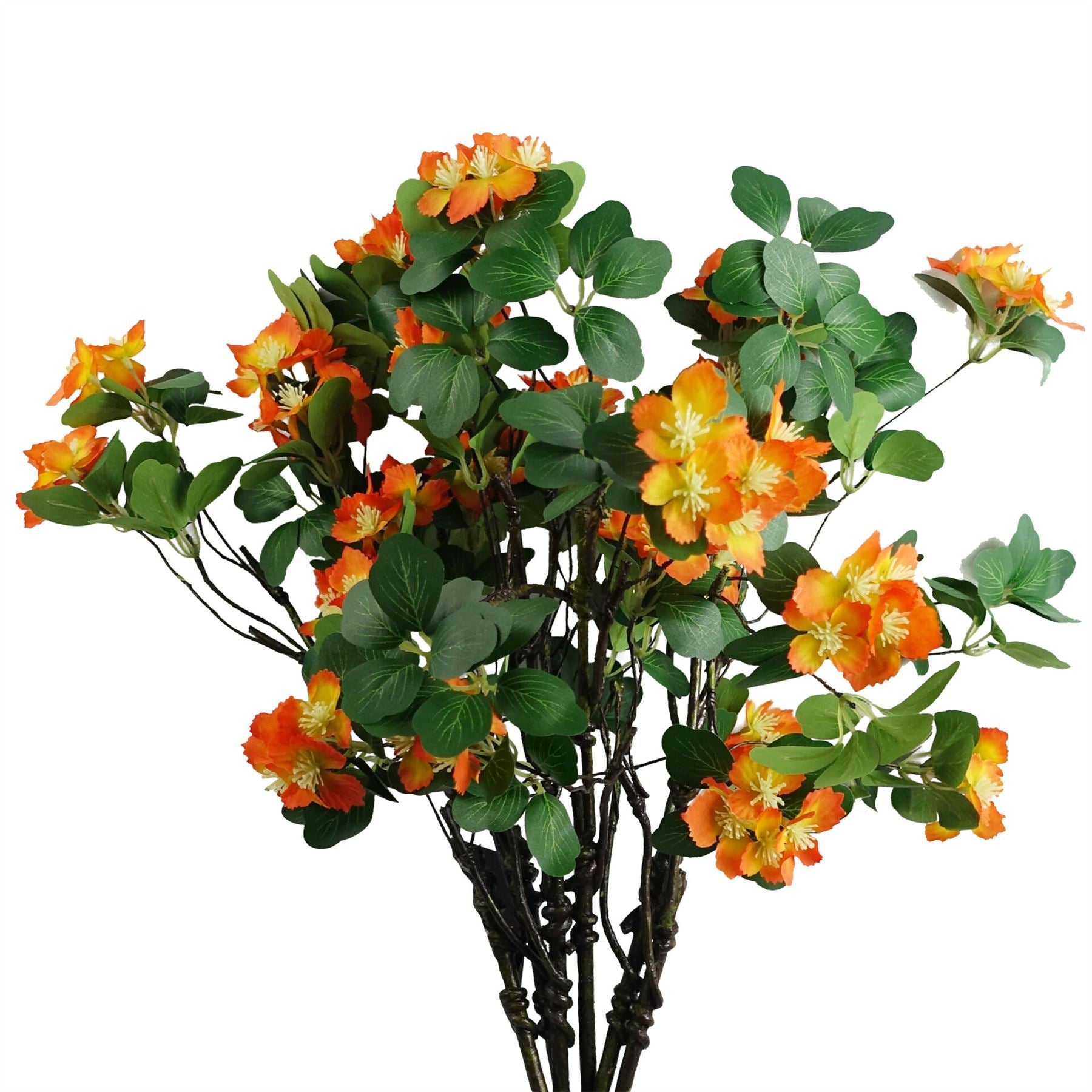 Artificial Pack of 6 x 60cm Flower Foliage Spray - Orange - Premium Quality