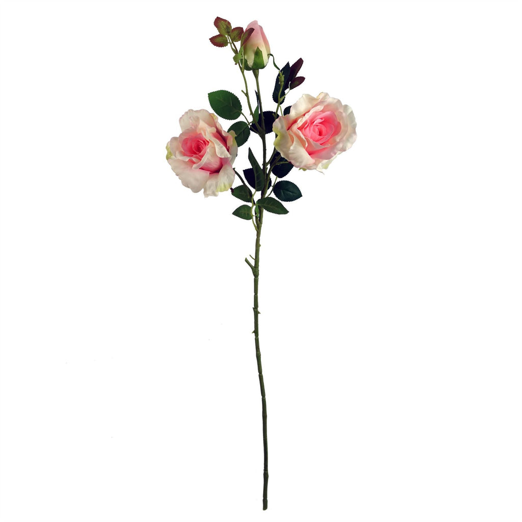 Pack of 6 x 80cm Artificial Pink Rose Stem - 18 flowers - Premium Quality