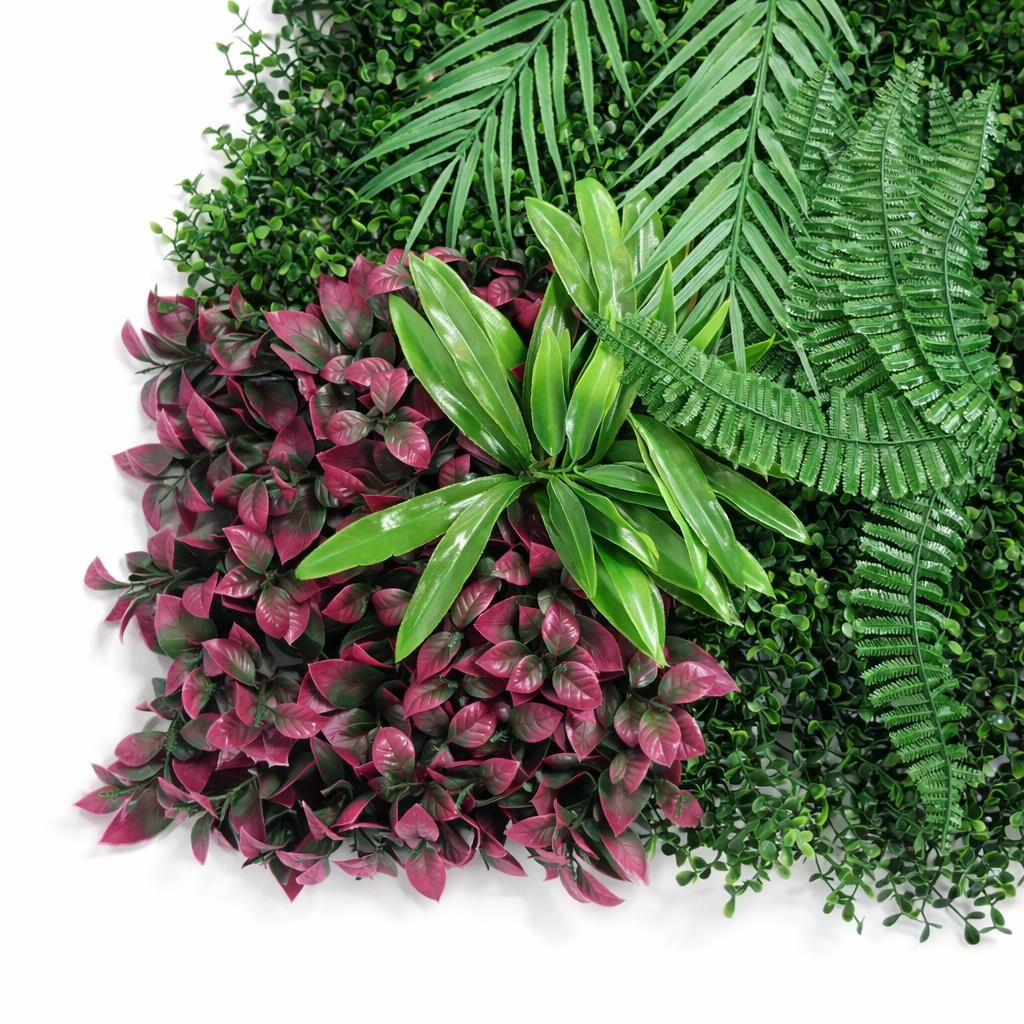 100cm Artificial Tropical Mixed Green Wall Panel with Monstera and Fern Foliage - Premium Quality