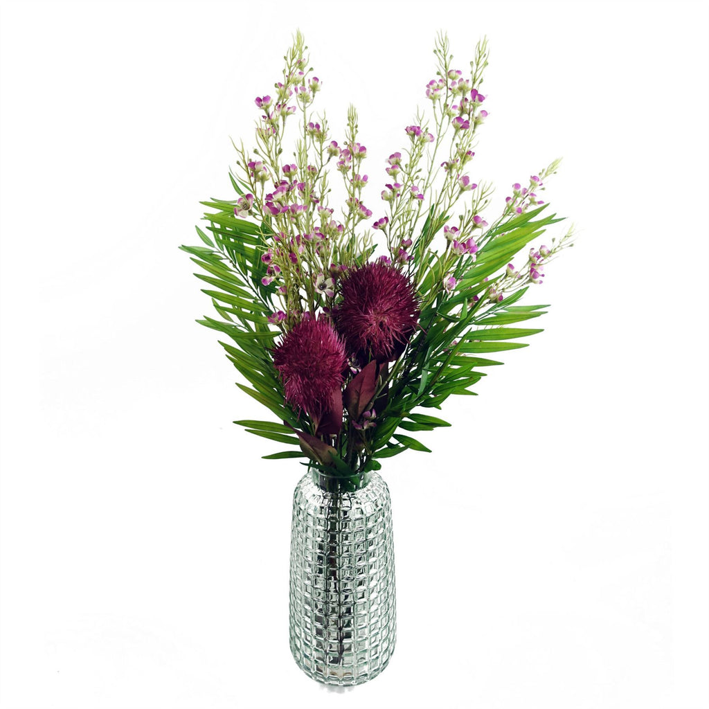 Pack of 6 x 100cm Artificial Foliage Stem with Small Flowers - Purple - Premium Quality