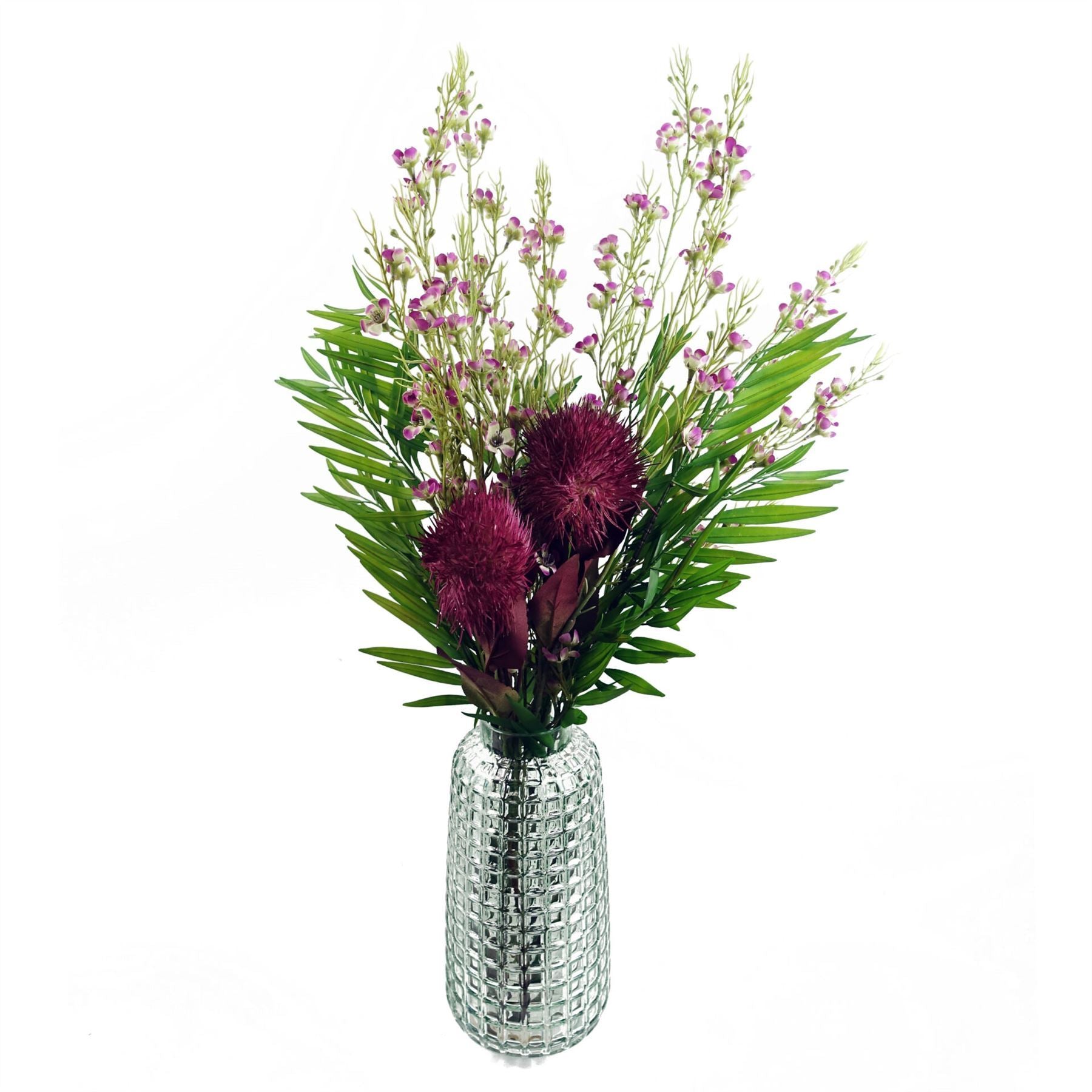 Pack of 6 x 100cm Artificial Foliage Stem with Small Flowers - Purple - Premium Quality