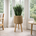 Seagrass Style Composite Planter with Stand