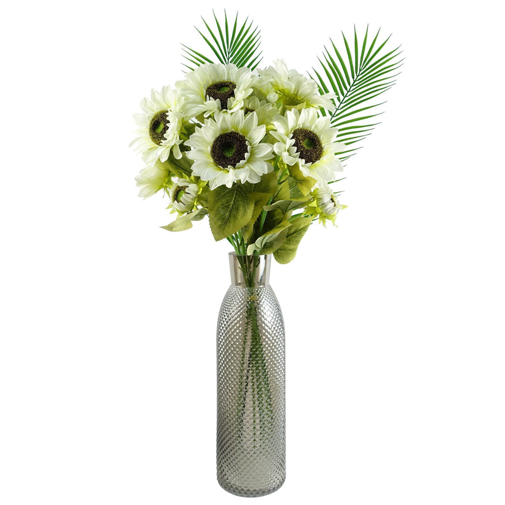 Pack of 6 x 88cm White Artificial Sunflower - 18 heads - Premium Quality