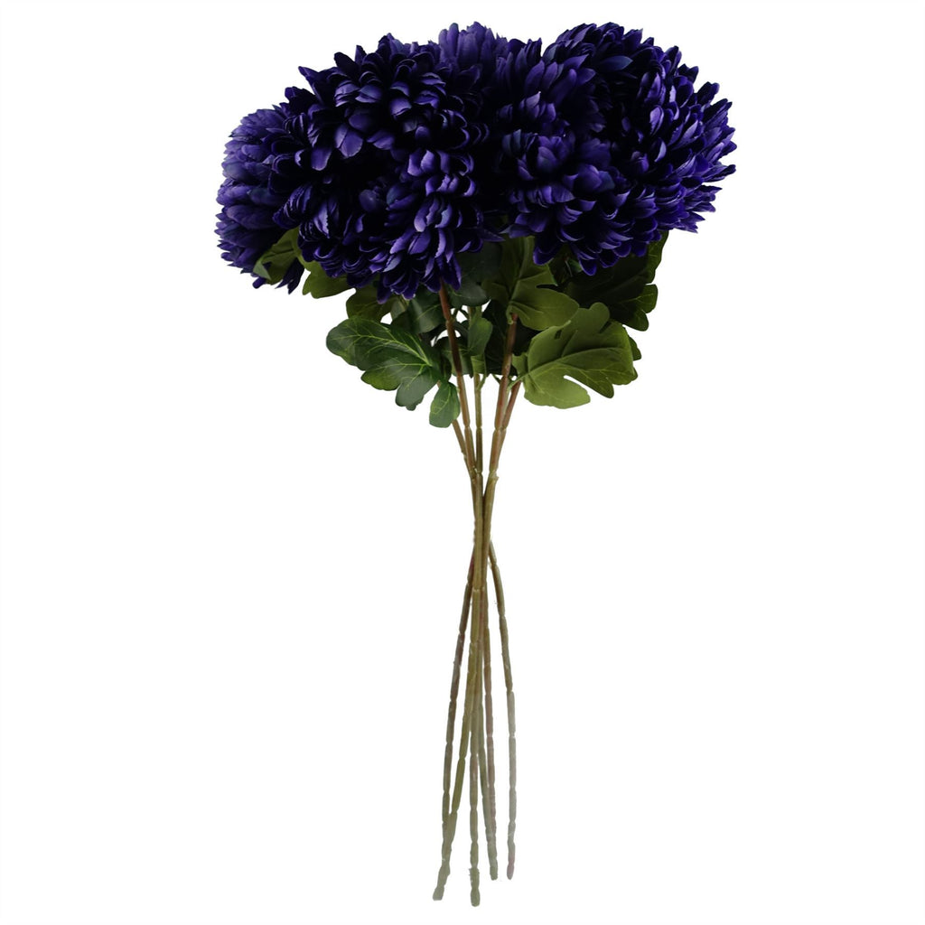 Artificial Pack of 6 x 75cm Extra Large Reflex Chrysanthemum - Purple - Premium Quality