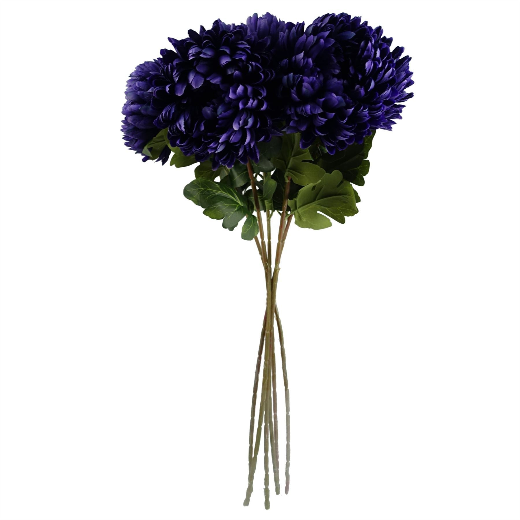 Artificial Pack of 6 x 75cm Extra Large Reflex Chrysanthemum - Purple - Premium Quality
