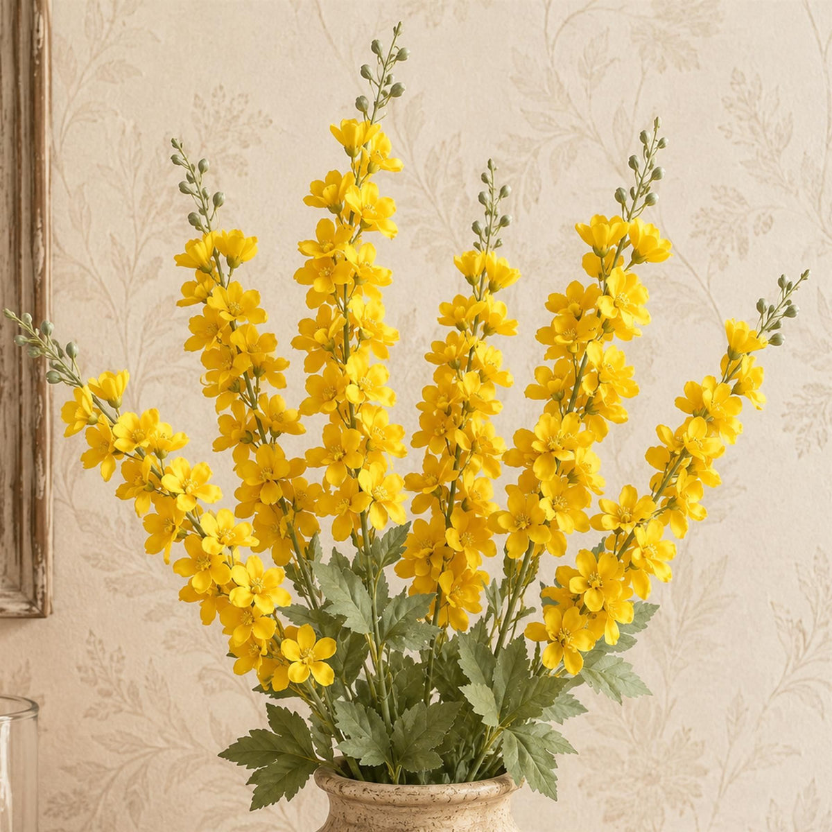 Faux Larkspur Flower Spikes, 85cm Tall Stems - Set of 6