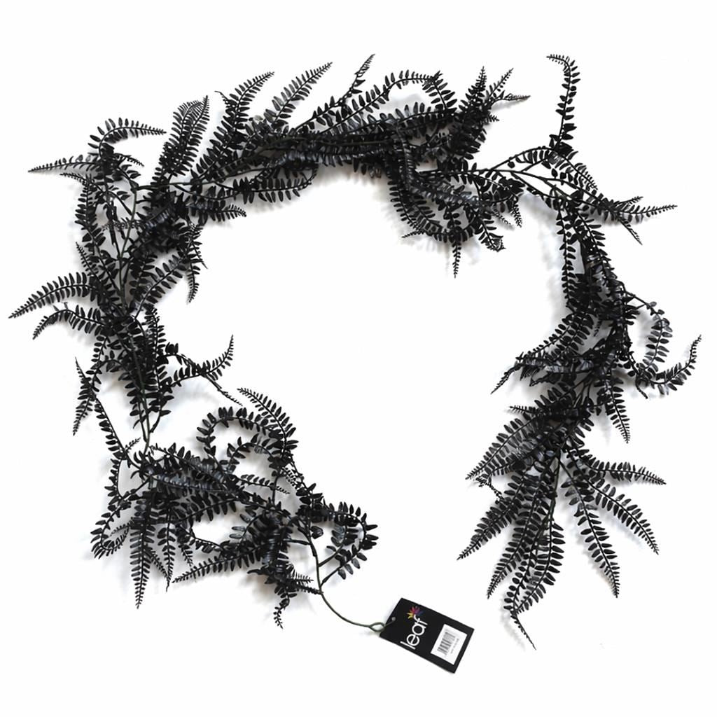 180cm Black Artificial Fern Garland Hanging Foliage Decoration - Premium Quality